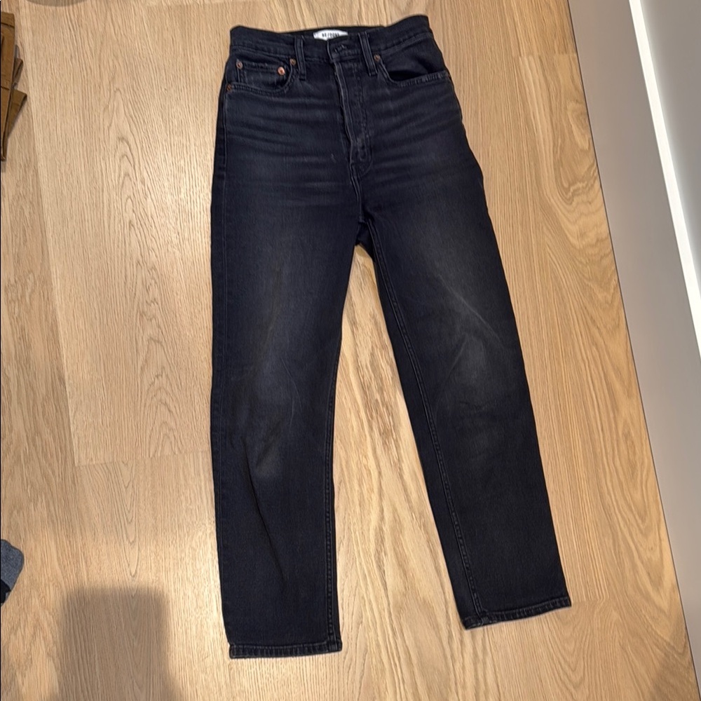 Re/done black button fly jeans